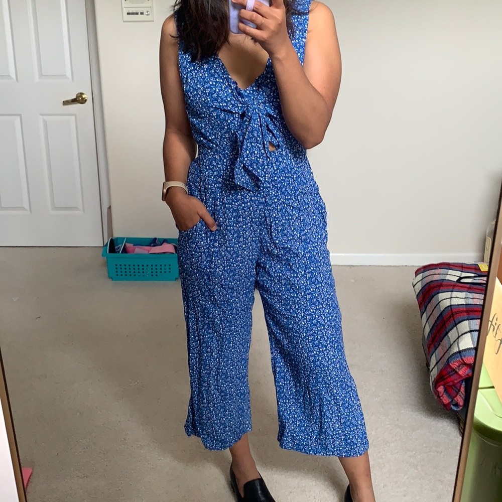 Blue floral jumpsuit